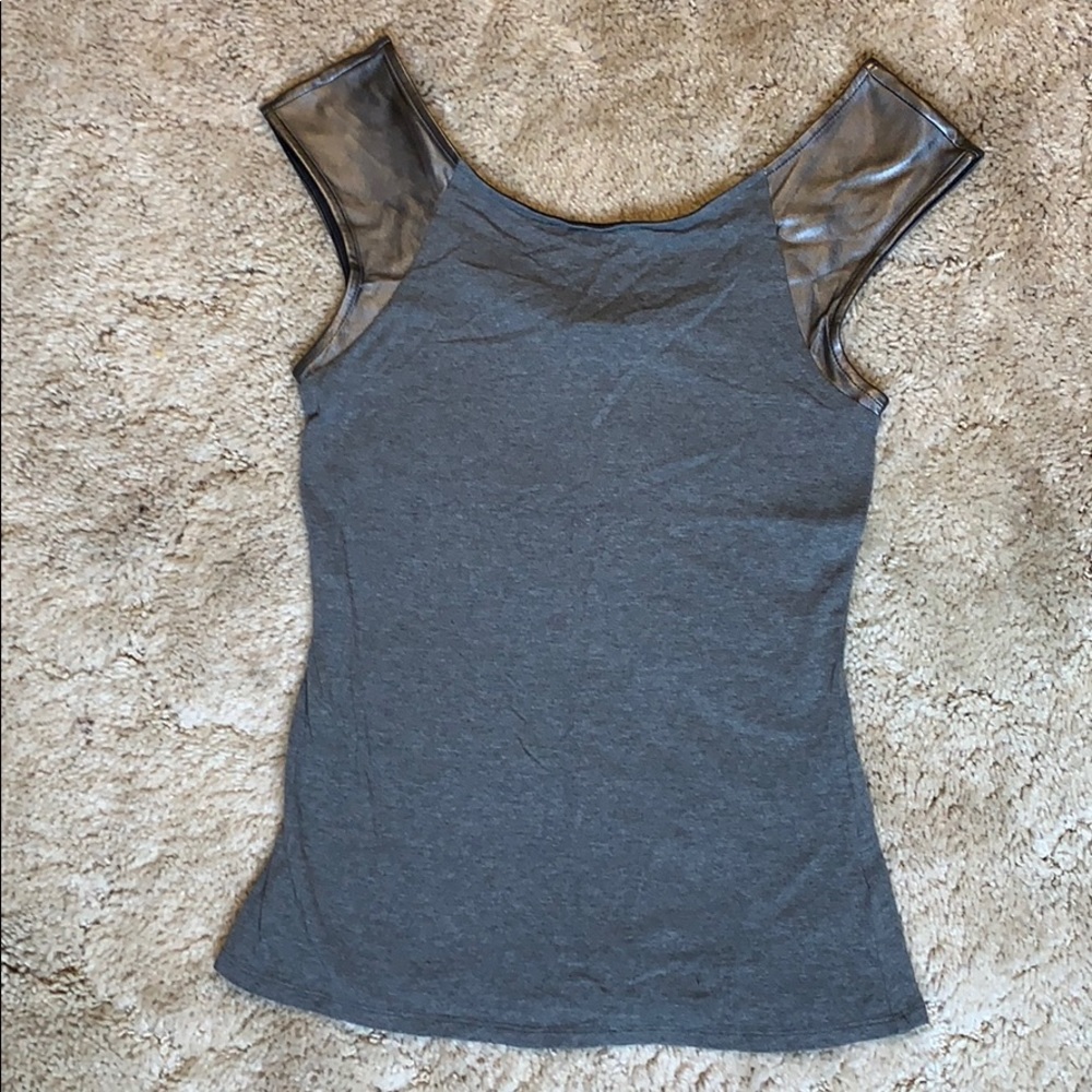 Express Faux Leather Shoulder Shirt Size S